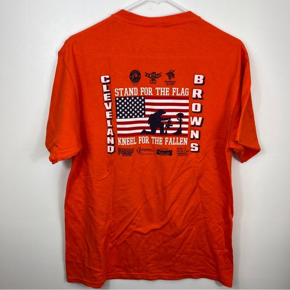 Cleveland Browns Backers Tshirt Stand For The Flag Patriotic Sz M Dawg Pound - Picture 5 of 9